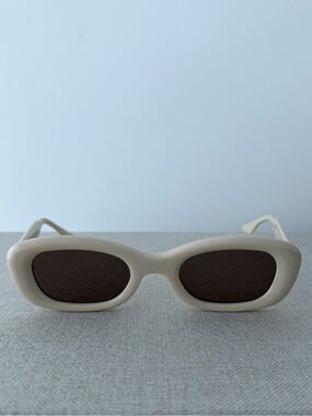 GENTLE MONSTER Tambu Cream / Beige Frame Sunglasses with Dark Brown Lenses